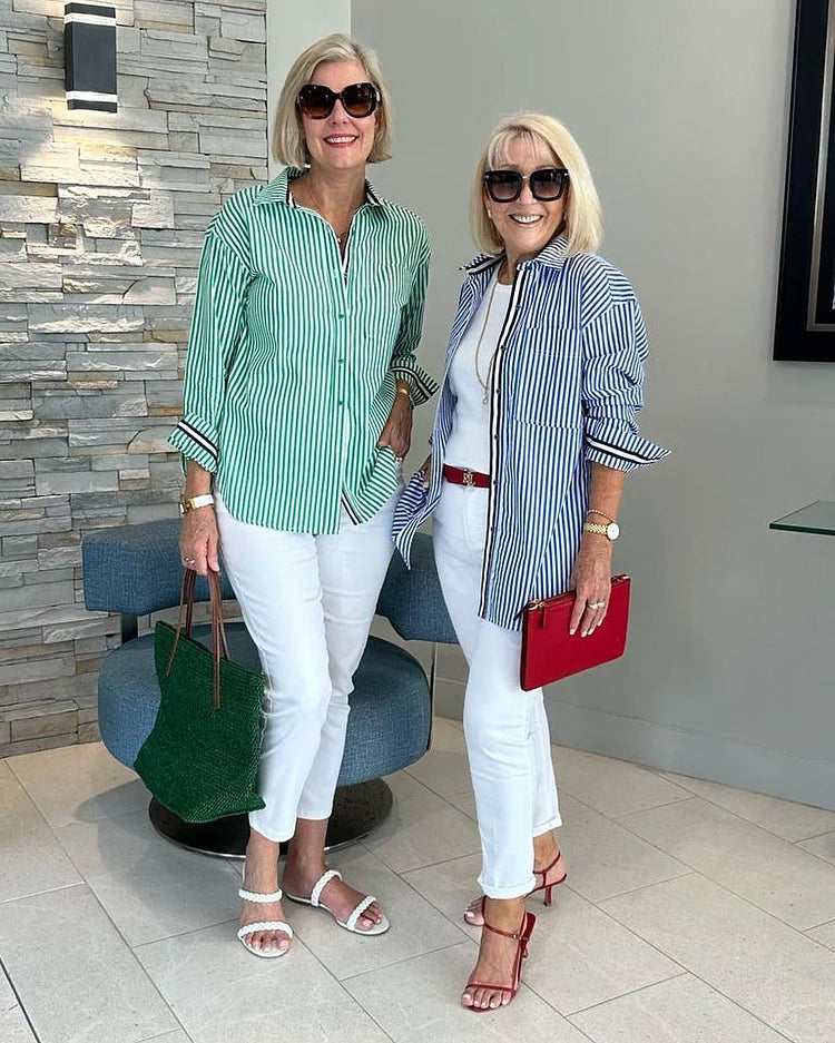 Diane | Easy Elegance Striped Blouse - Soft. Flattering. Effortless.